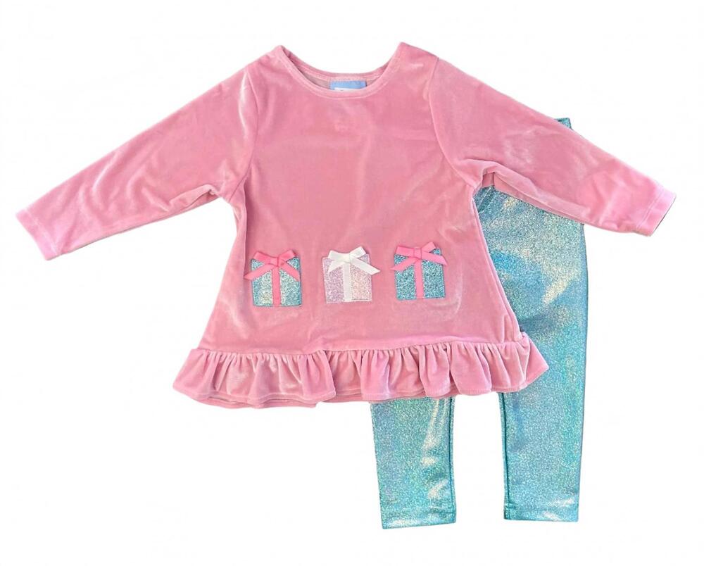 NEW FUNTASIA TOO girls applique swing top and leggings set in pink